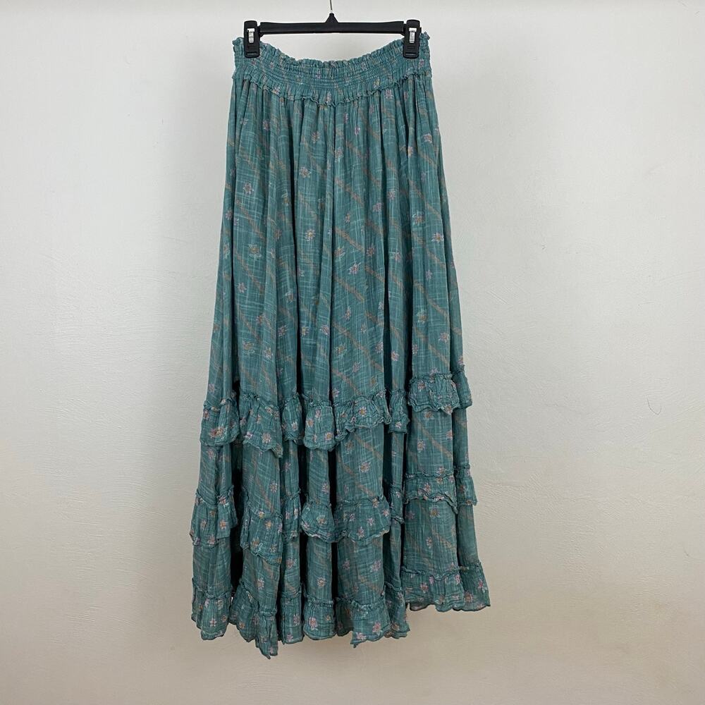 FP One - Free People Brynn Printed Maxi Skirt - Sage Combo - Daffodil - Large